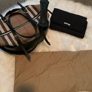 Burberry Mason House Check and Leather diaper bag